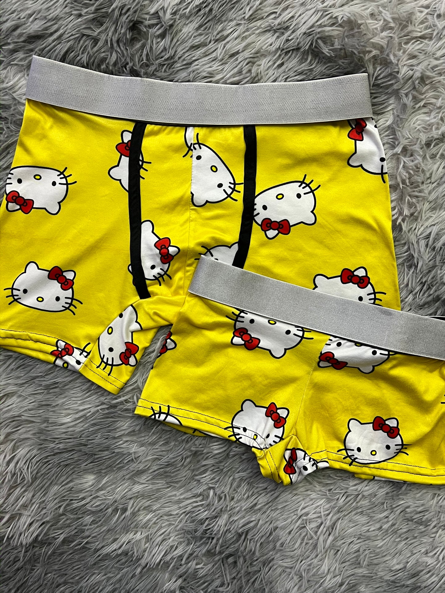 Kitty faces yellow background boxer matching underwear