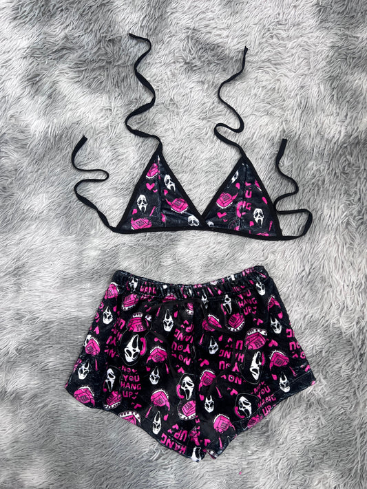 Scream Pink And Black Matching Top & Short - Fundies