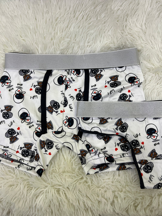 Wall-e and eva couples matching underwear