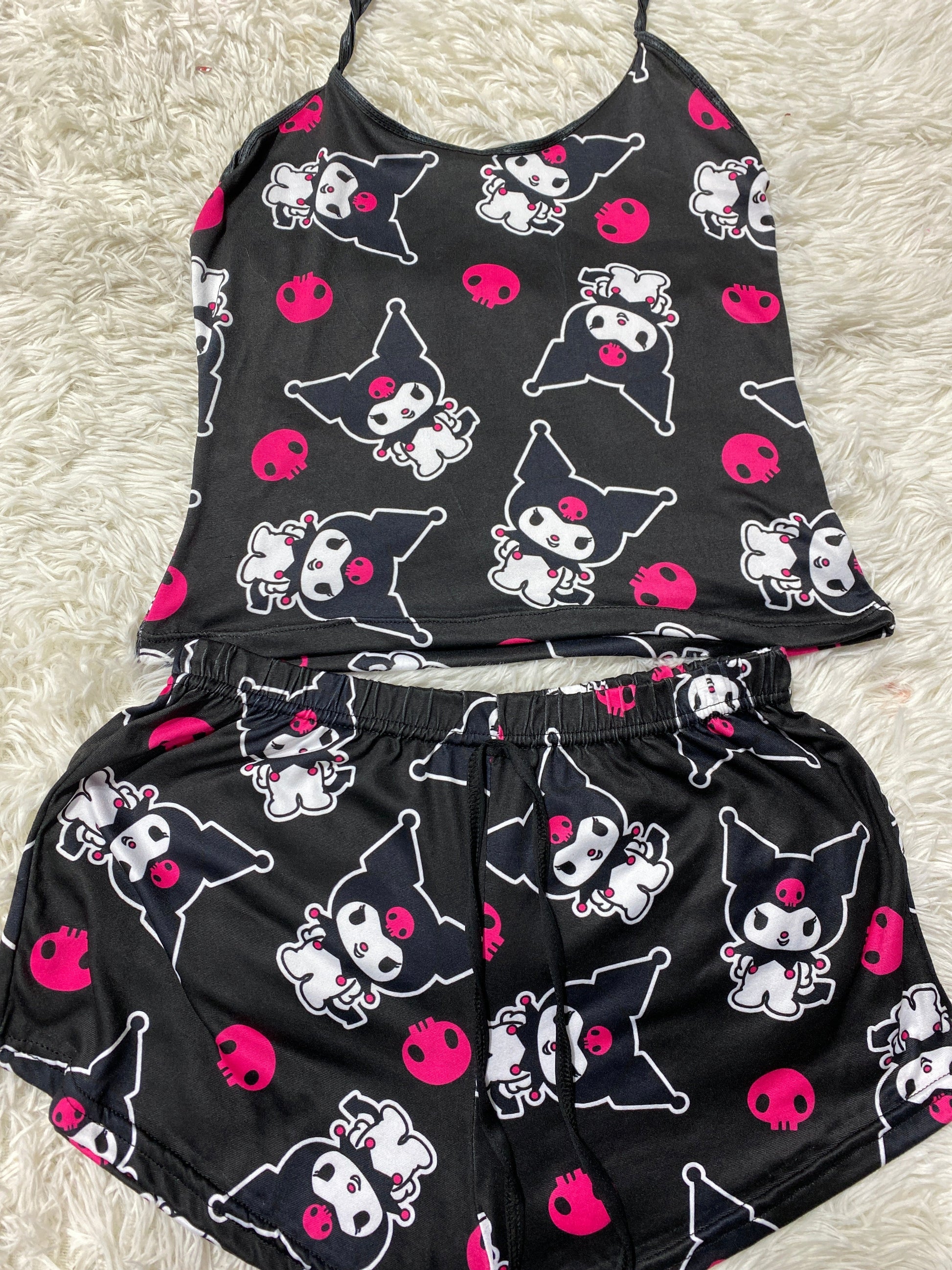 Kuromi Skulls Pink Women's Pajama Set - Fundies