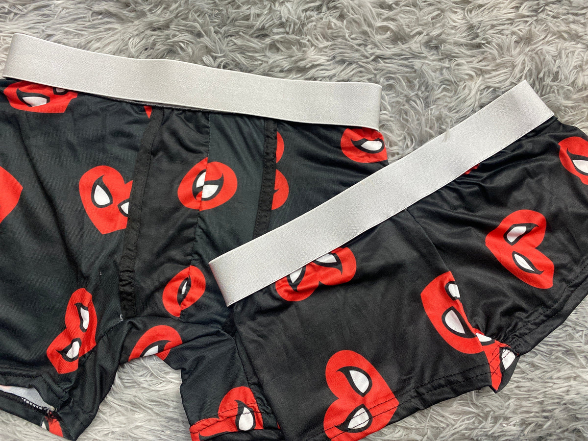 Spider-Man Heart Background Black Matching Boxers
