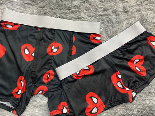 Spider-Man Heart Background Black Matching Boxers
