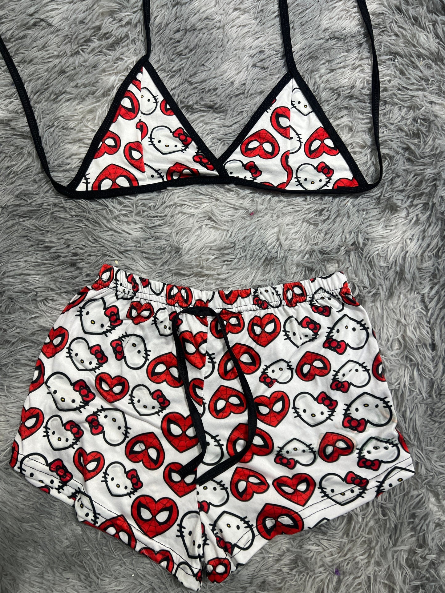 SpiderKitty White Brush Matching Top & Short - Fundies