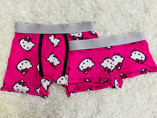 Hello kitty pink background couples boxer underwear XL