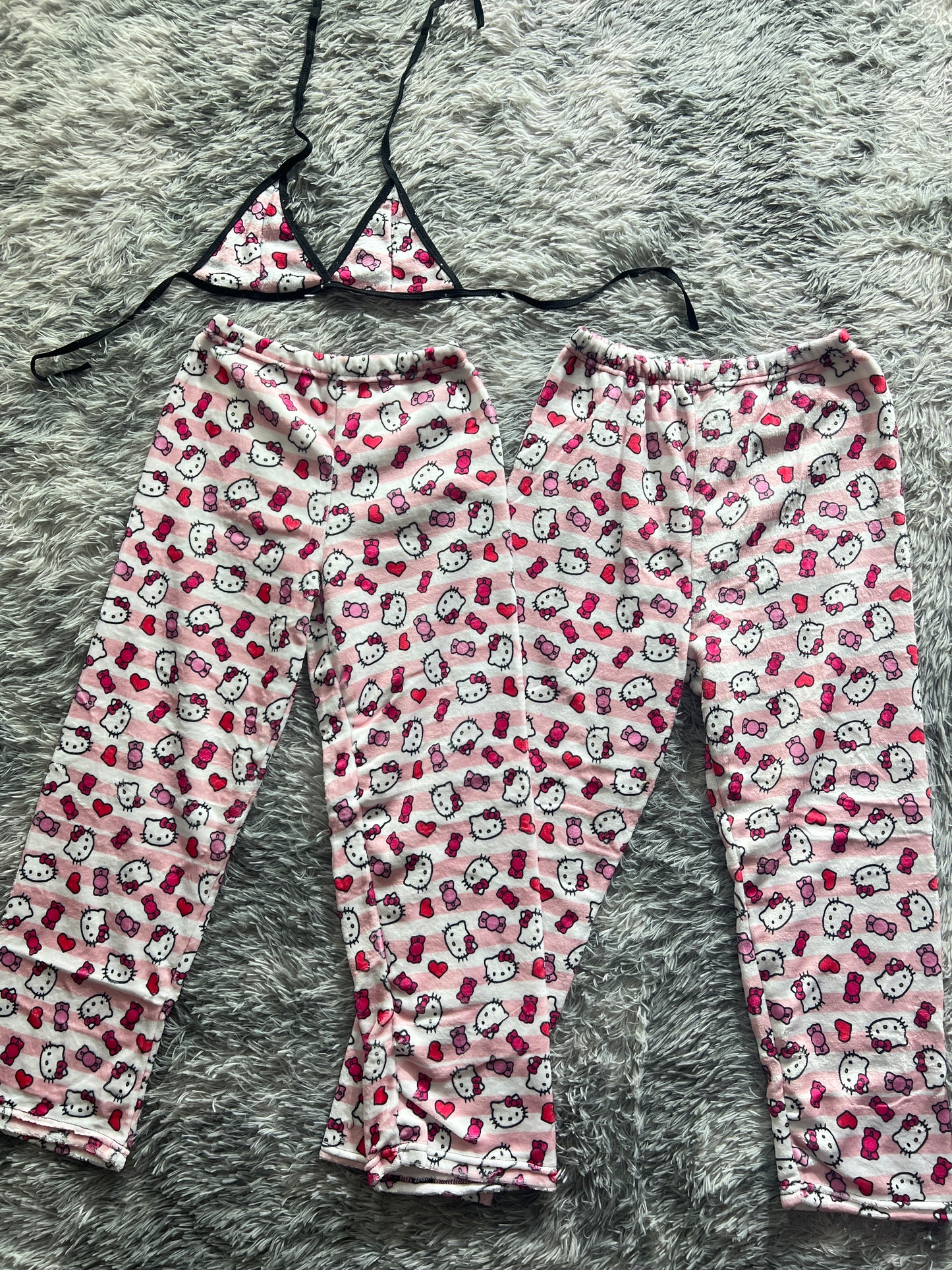 Hello kitty pink Plush Pajamas matching set For Couples