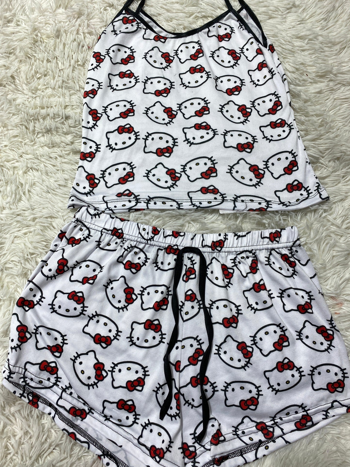 Hello Kitty Faces White Women's Pajama Set - Fundies
