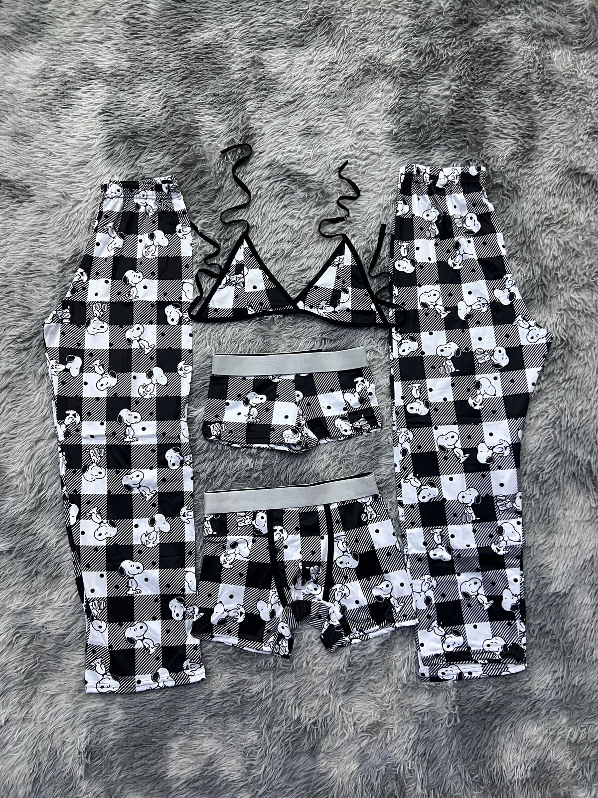 Snoopy Plaid Striped 5 Piece PJ