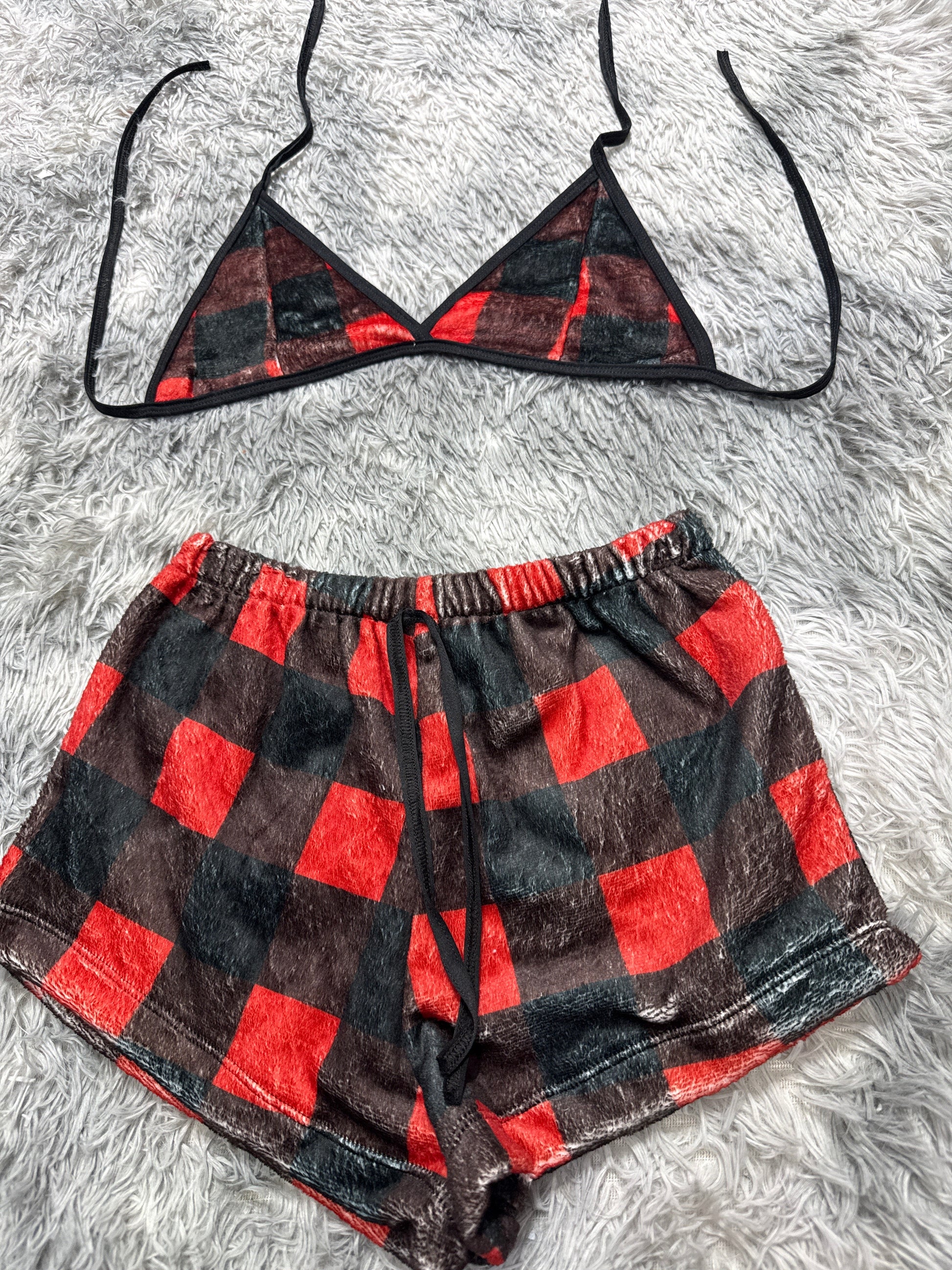 Plaid Red Matching Top & Short - Fundies
