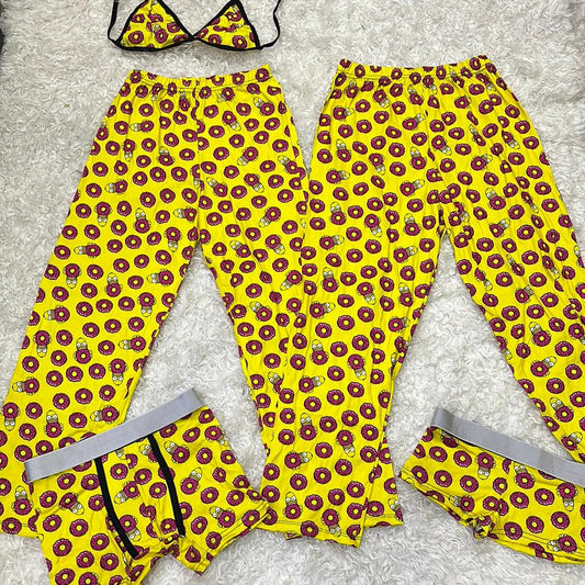 Simpson donuts yellow background 5 pcs pajama duo - Fundies