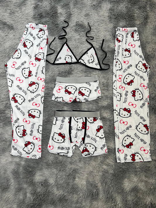 Hello Kitty Faces White 5 Piece PJ - Fundies