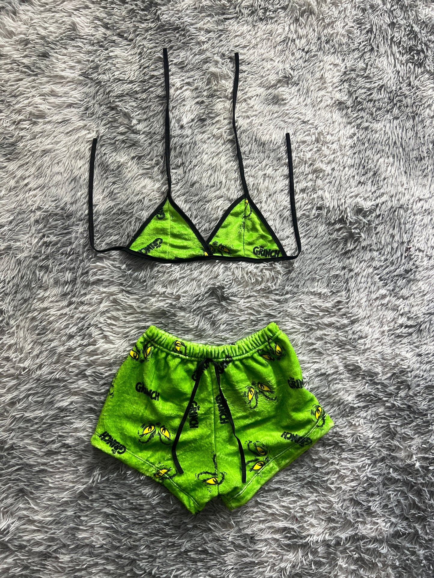 The Grinch Face Background Green Matching Top & Short - Fundies