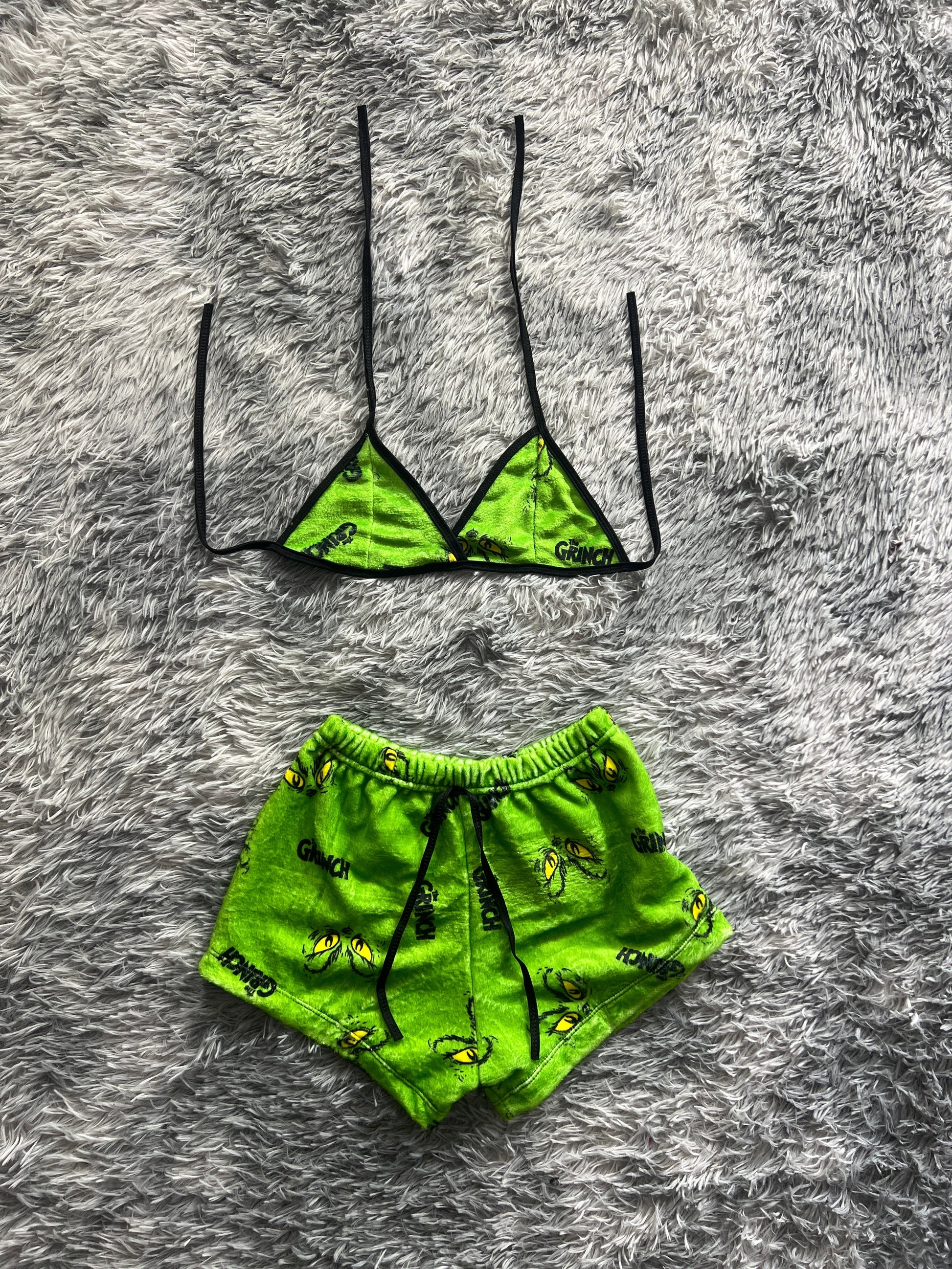 The Grinch Face Background Green Matching Top & Short - Fundies