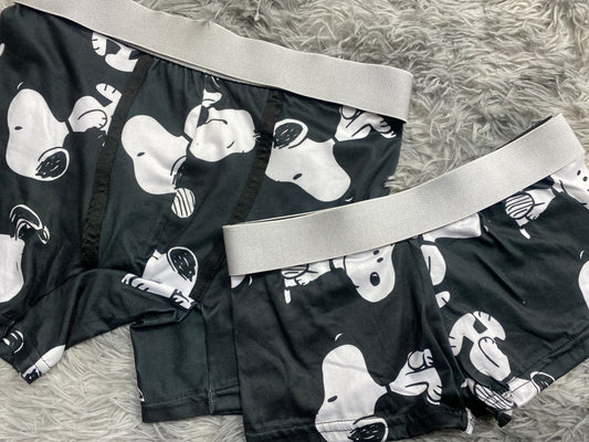 Snoopy Background Black Matching Boxers - Fundies