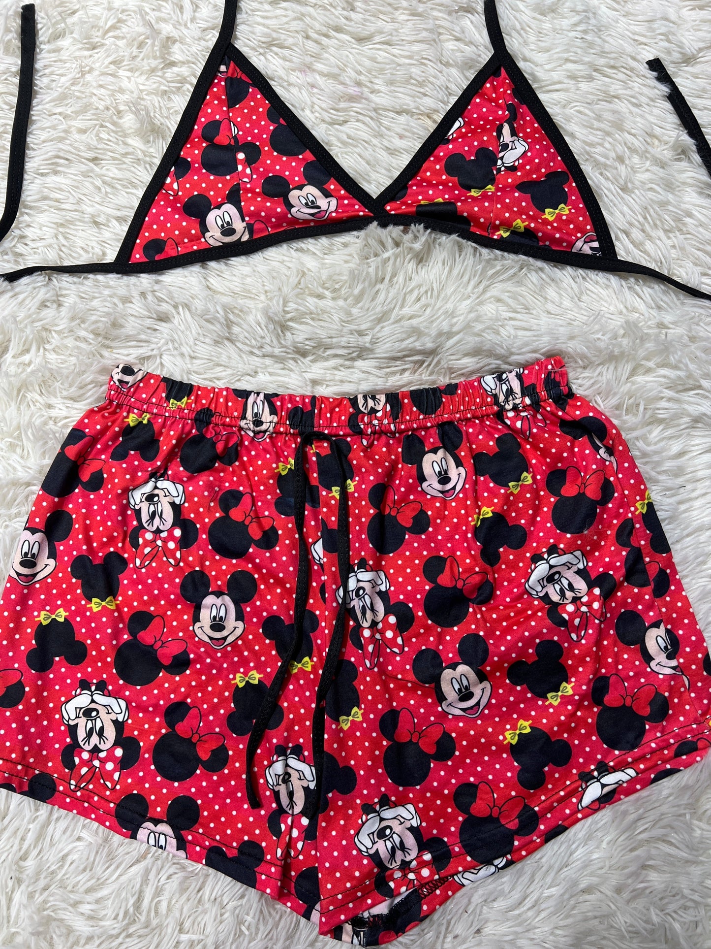 Mickey Mouse Red Brush Matching Top & Short - Fundies