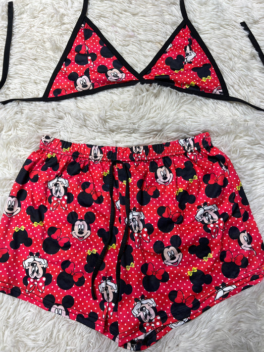Mickey Mouse Red Brush Matching Top & Short - Fundies