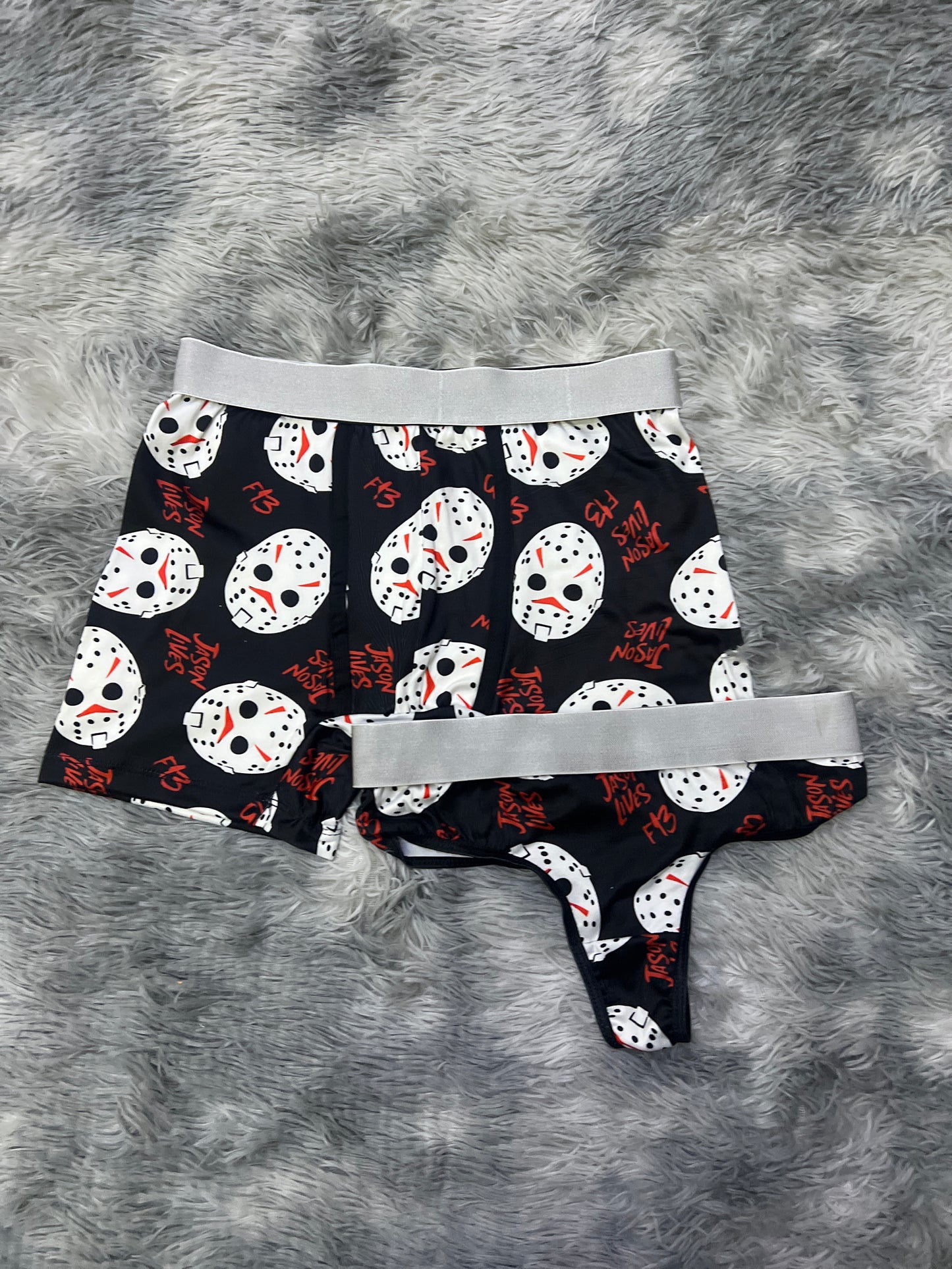 Jason Levi f13 black background Halloween matching underwear LOL