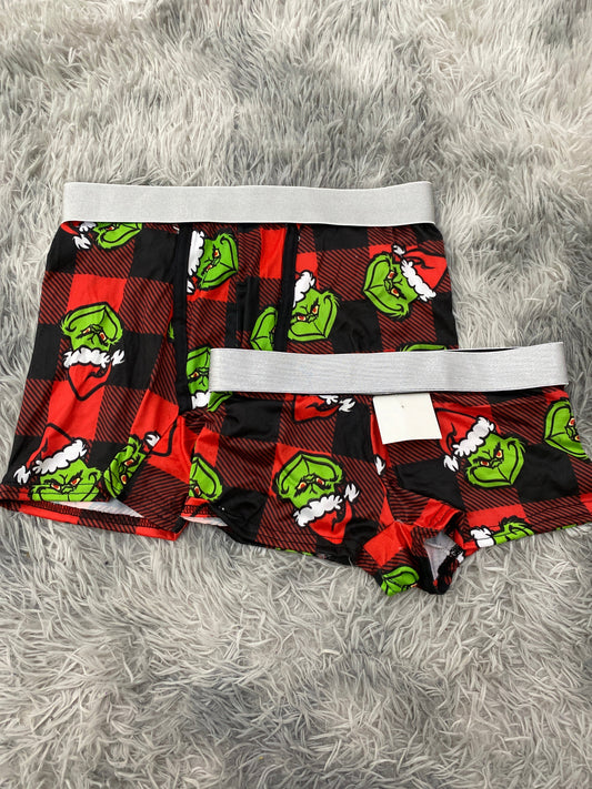 Grinch Red Plaid Matching Boxers