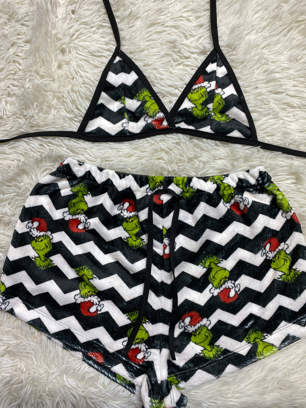 Grinch Stripes Black & White Matching Top & Short