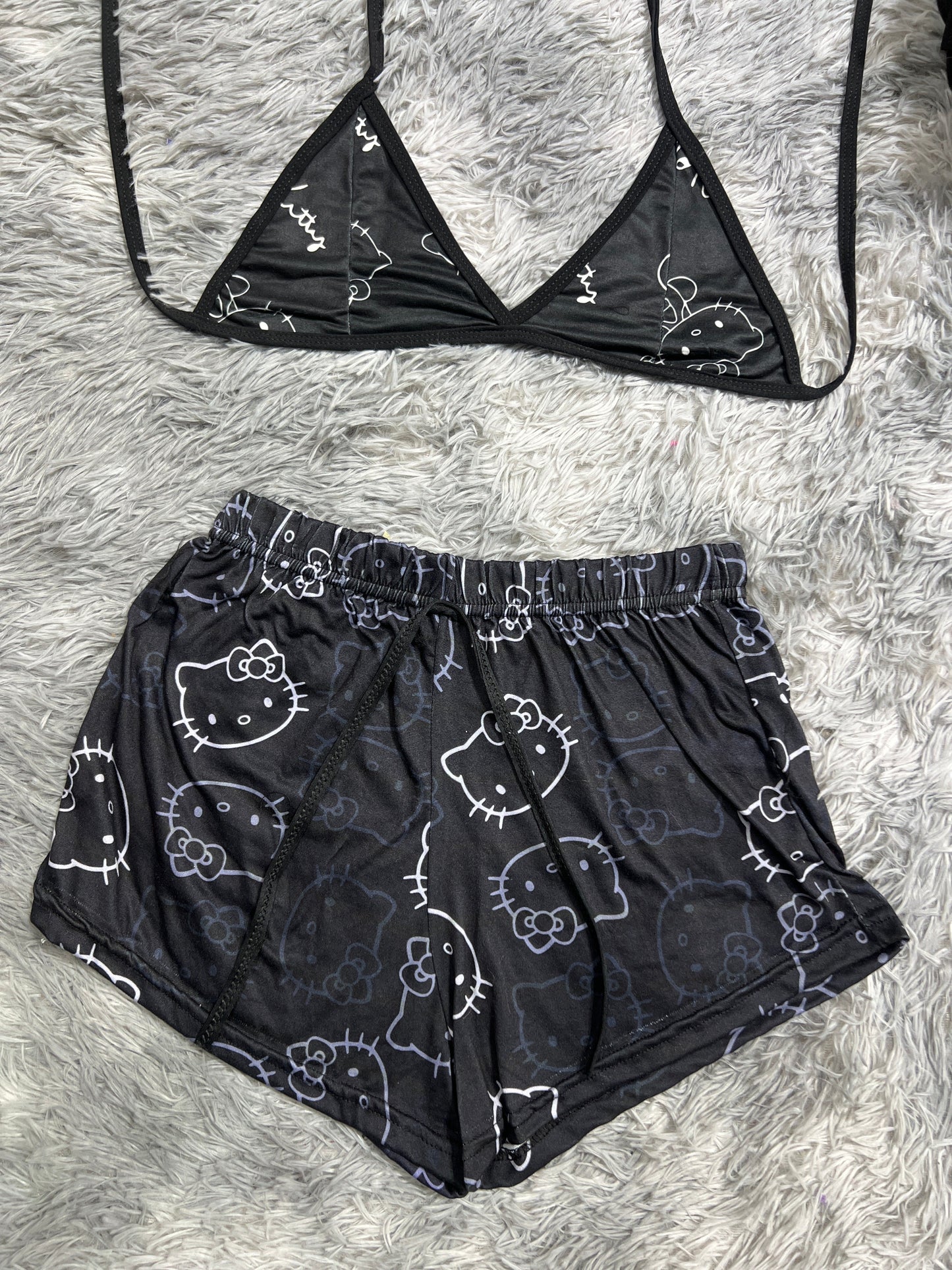Hello Kitty Black Brush Matching Top & Short - Fundies