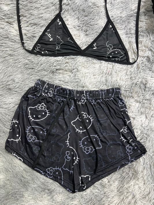 Hello Kitty Black Brush Matching Top & Short - Fundies