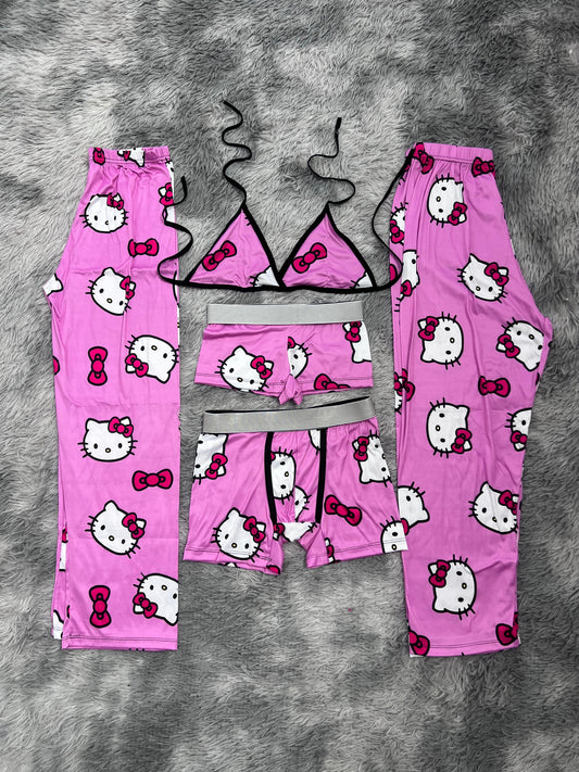 Hello Kitty Moñito Background Pink 5 Piece PJ - Fundies