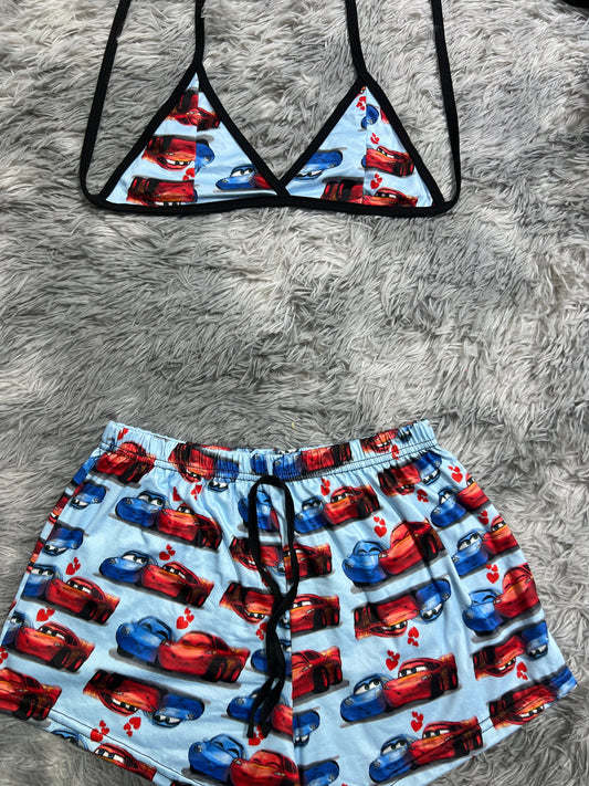 Lightning McQueen And Sally Brush Matching Top & Short - Fundies