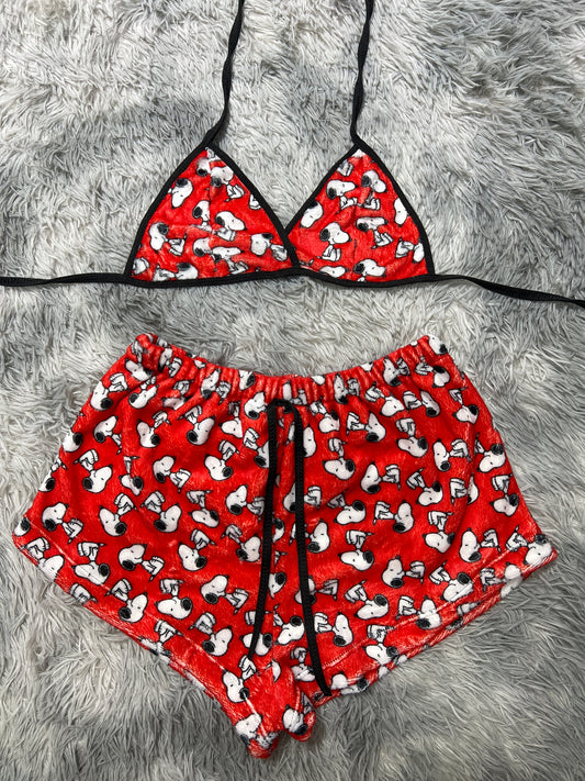 Shorts Pajama Set snoopy red