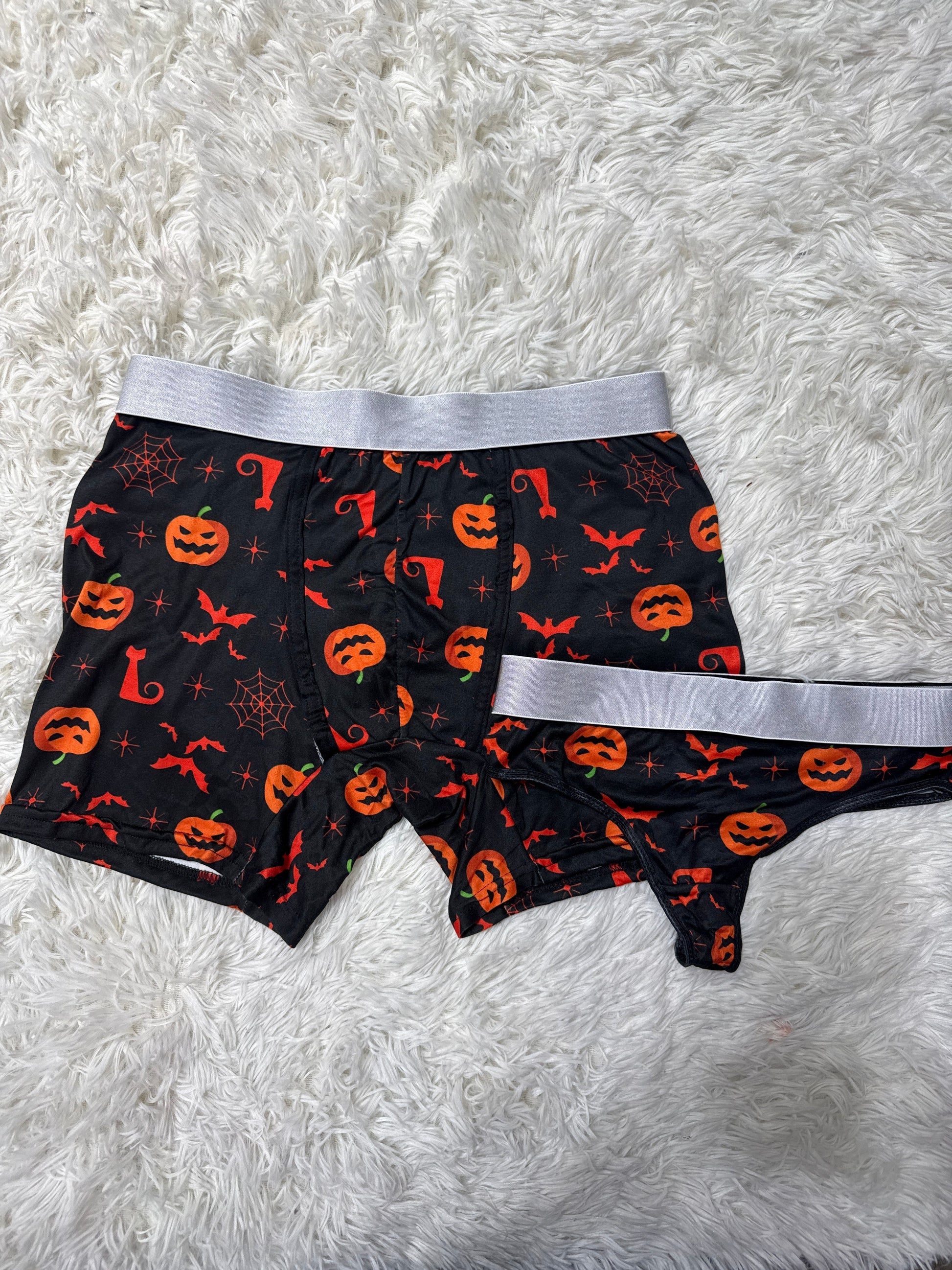 Halloween Orange With Background Black Duo Boxer With Thong - Fundies