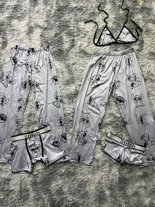Grey stitch 5 pcs pajama duo