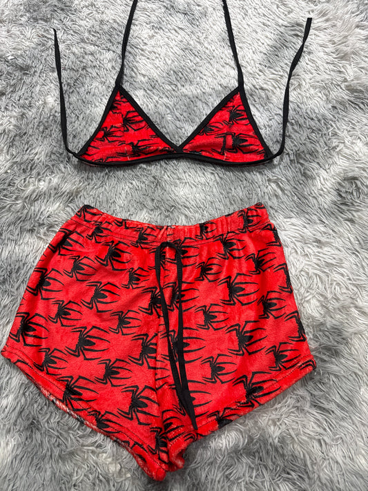 Spiders Background Red Matching Top & Short - Fundies