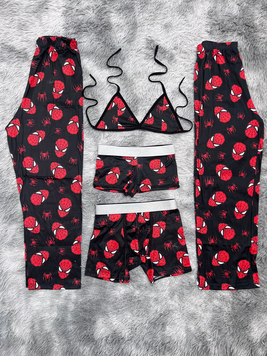 Spider-Man Spider Background Black 5 Piece PJ - Fundies