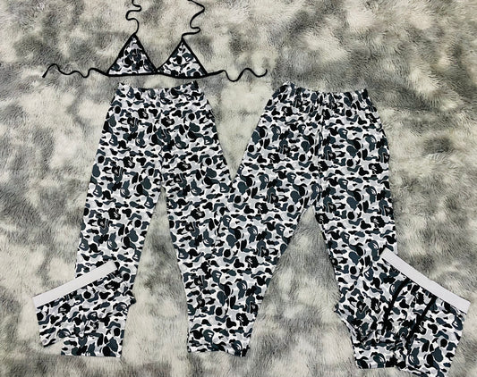 Gray camouflage 5 pcs pajama duo