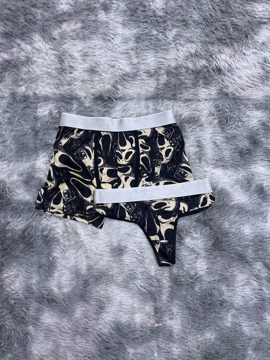 Scream black background Halloween matching underwear