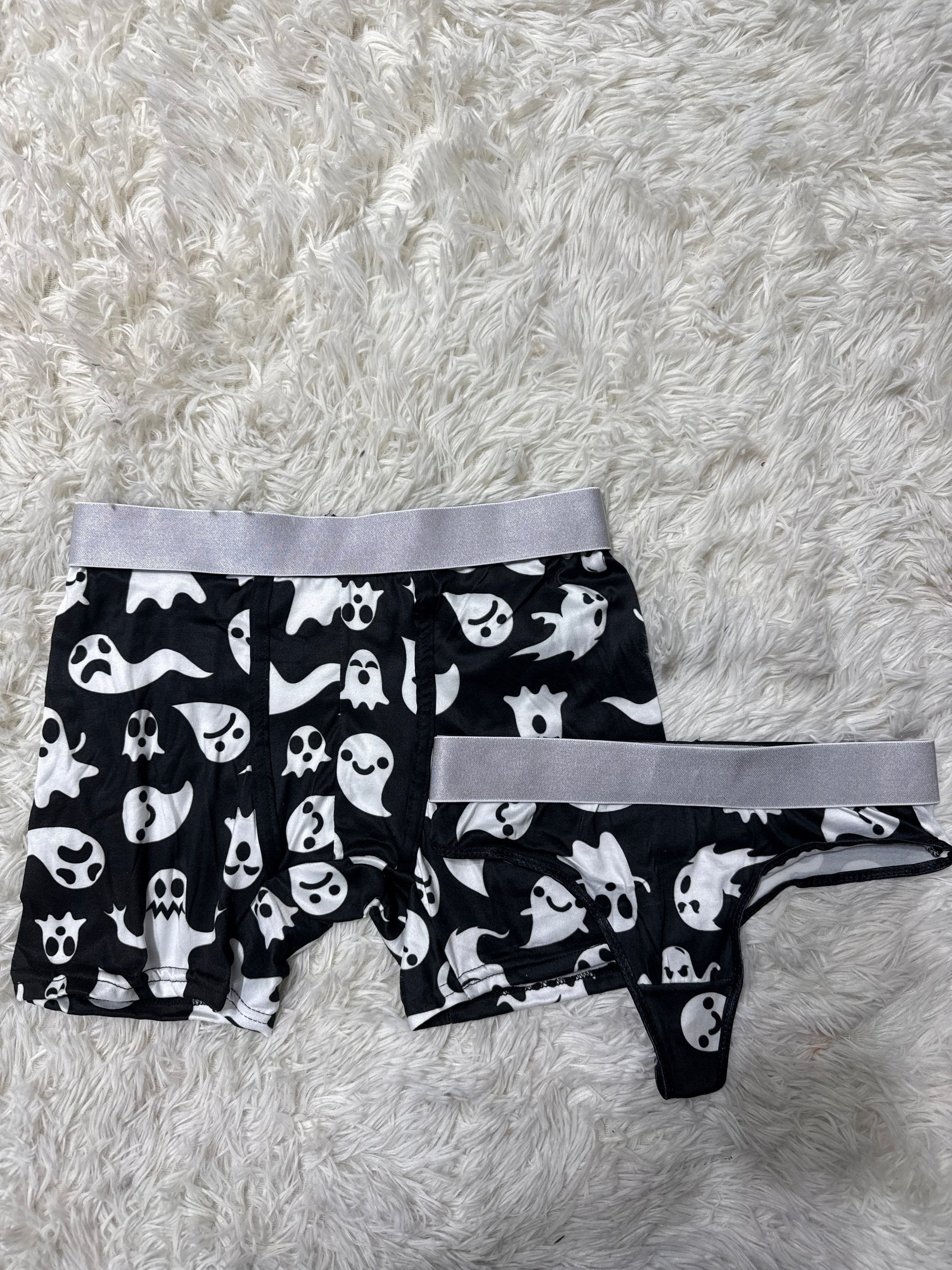 Ghosts Background Black Duo Boxer With Thong - Fundies