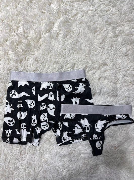 Ghosts Background Black Duo Boxer With Thong - Fundies