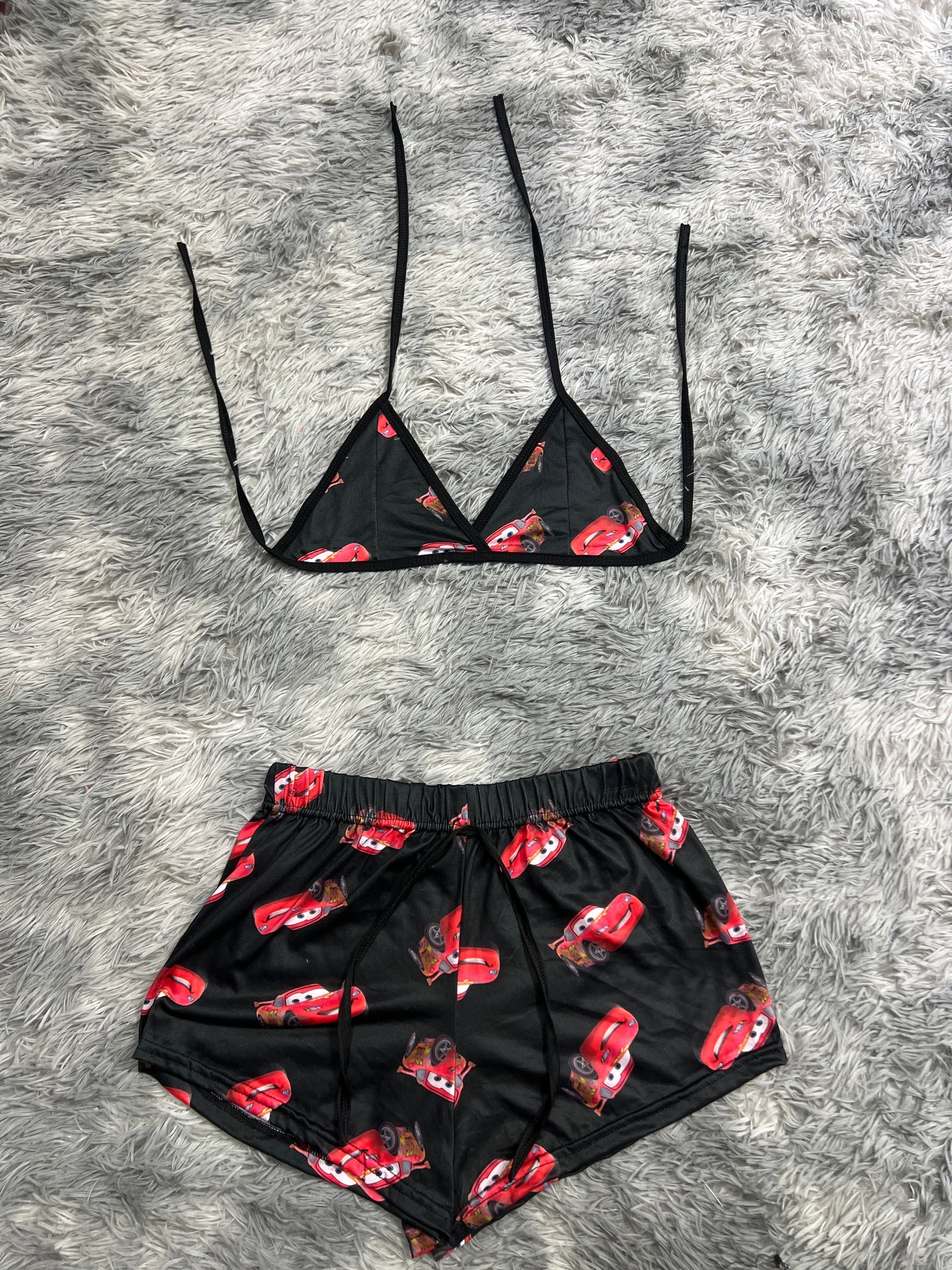 Lightning McQueen Black Brush Matching Top & Short - Fundies