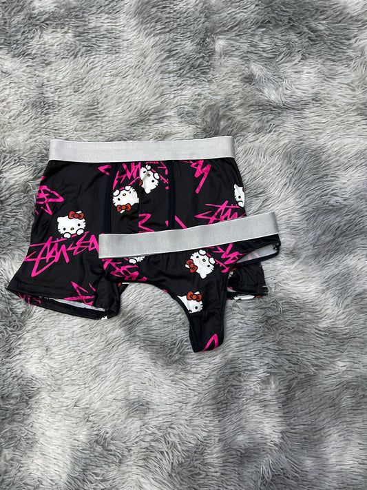 Hello kitty black stussy couples matching underwear