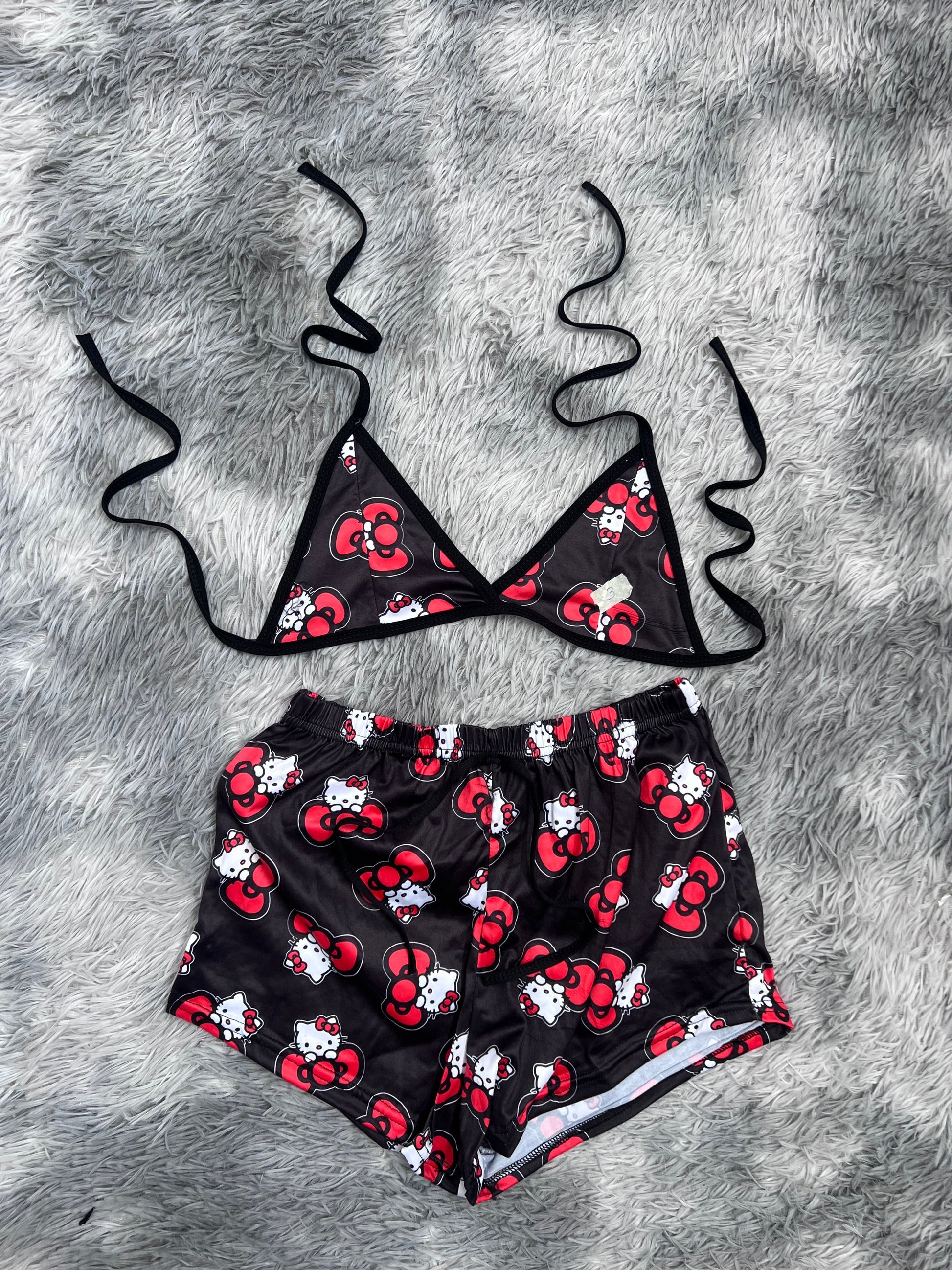 Hello Kitty With Bow Brush Matching Top & Short - Fundies