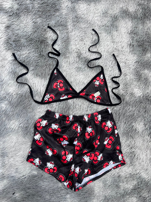 Hello Kitty With Bow Brush Matching Top & Short - Fundies