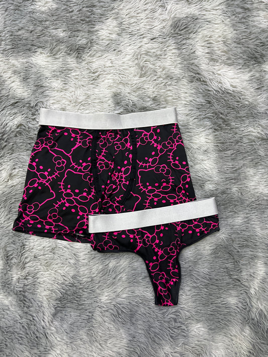 Kitty faces background black matching underwear