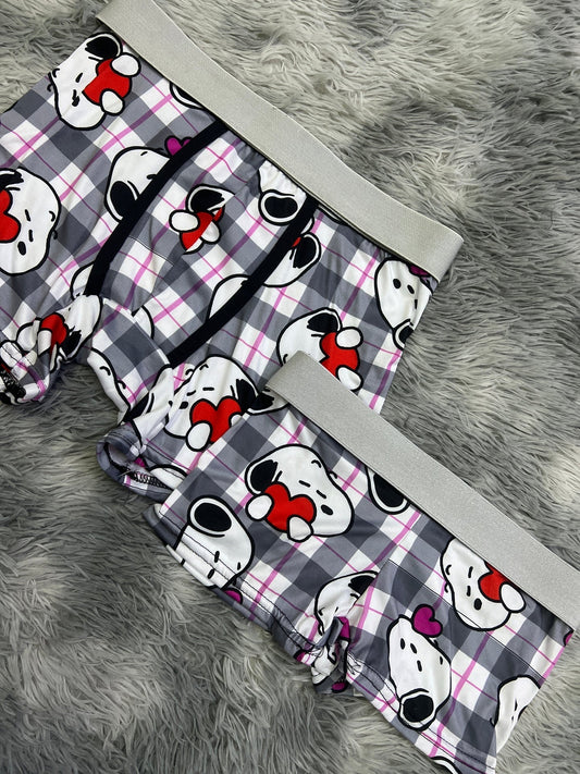 Snoopy Boxer Gray Pastel Matching Boxers - Fundies