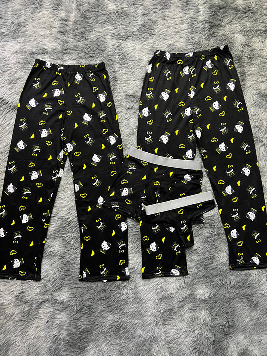 Hello Kitty dressed as Batman black background 5 pcs pajama duo