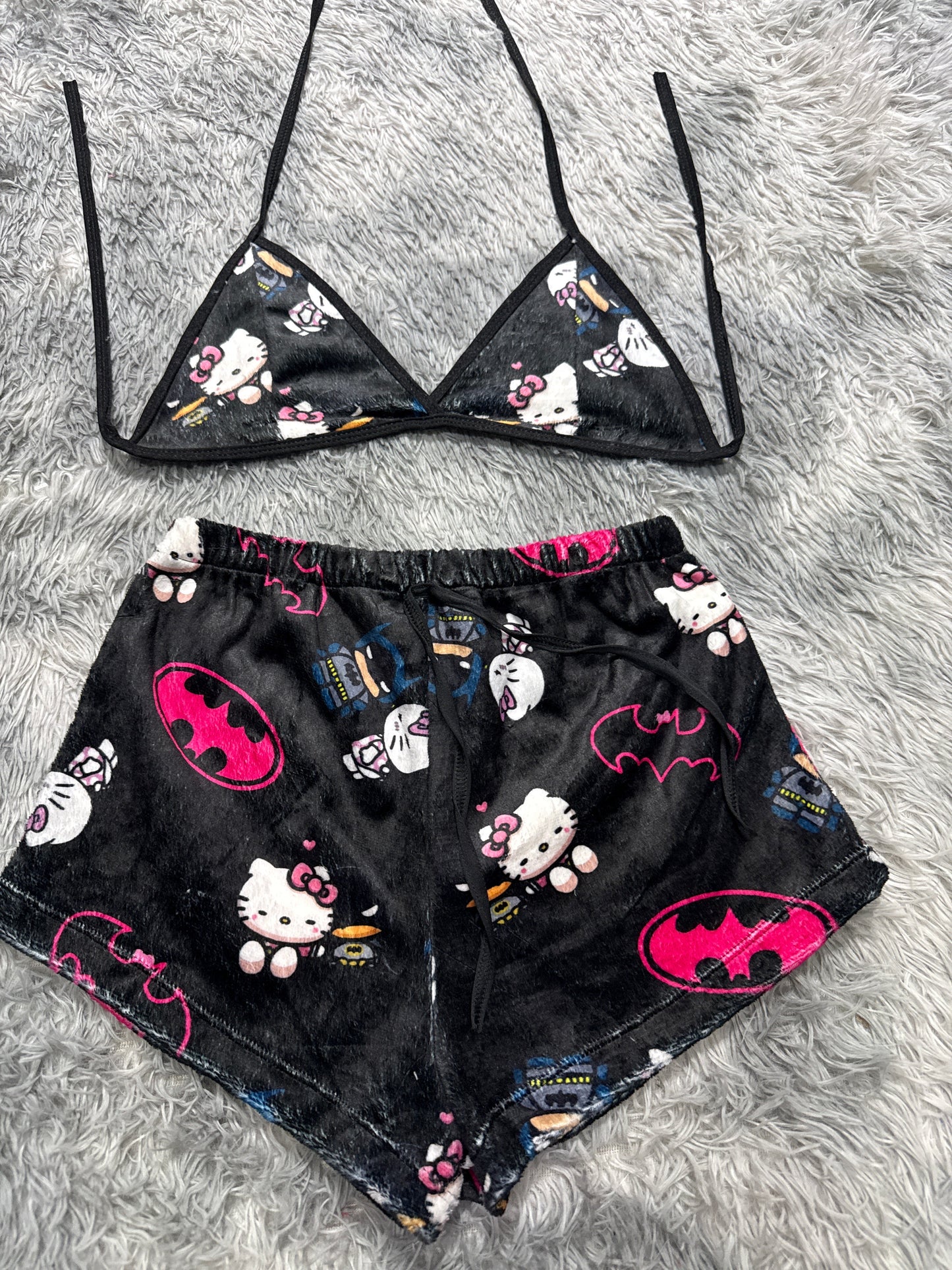 Batman And Hello Kittty Matching Top & Short - Fundies