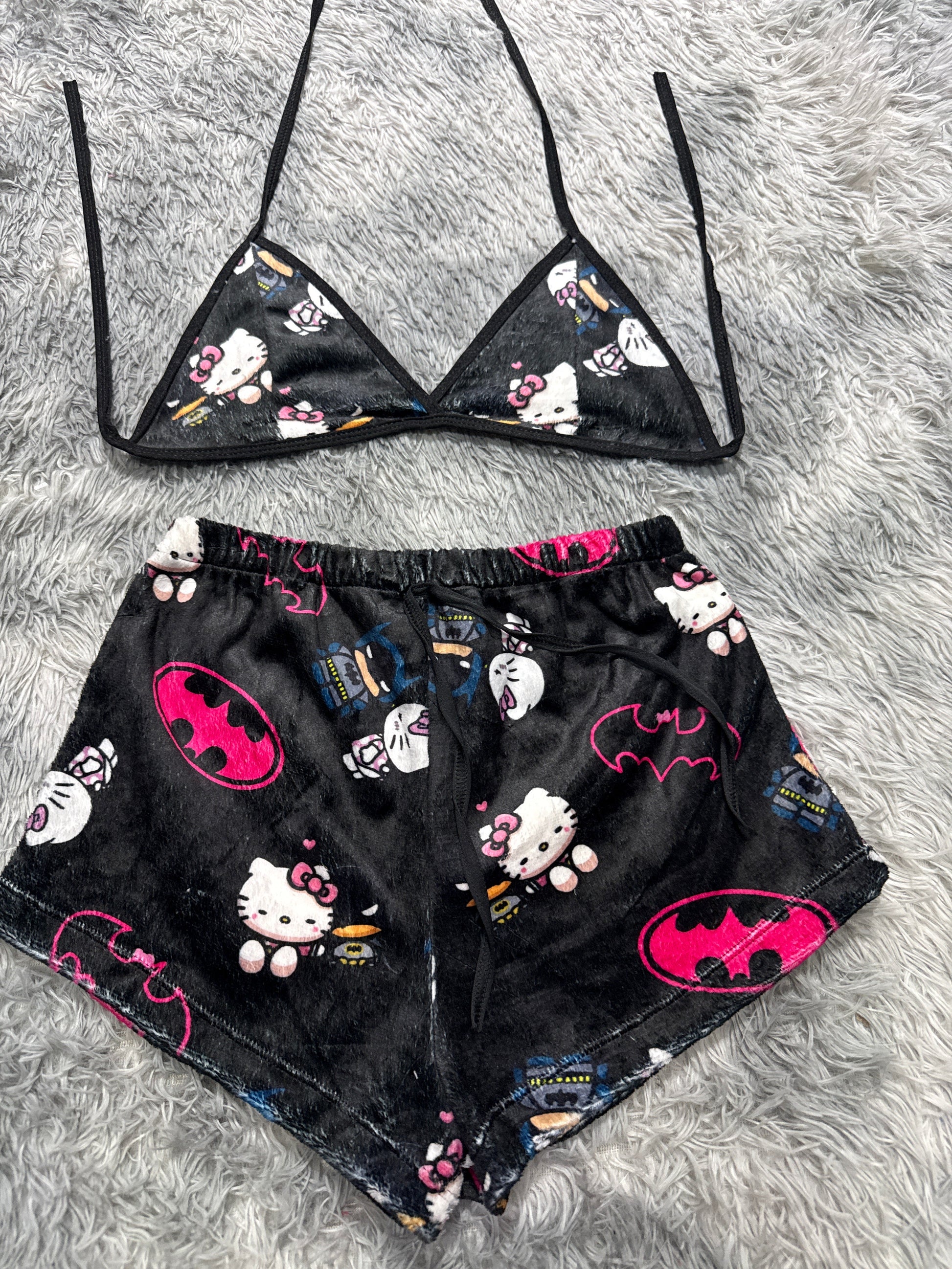 Batman And Hello Kittty Matching Top & Short - Fundies