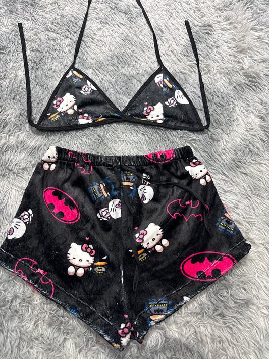 Batman And Hello Kittty Matching Top & Short - Fundies