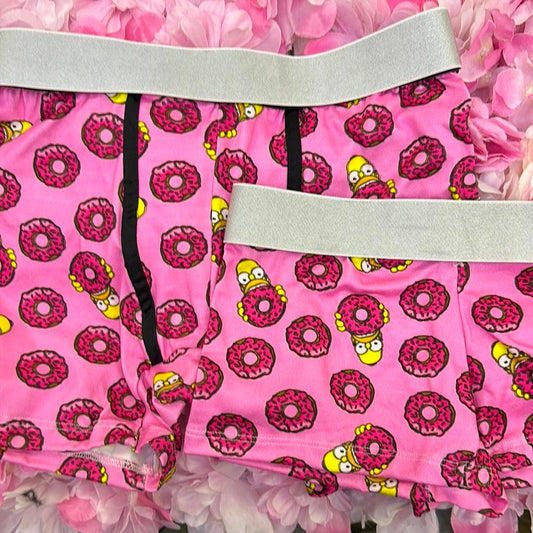 Homer donuts pinks matching couples boxer underwear - Fundies