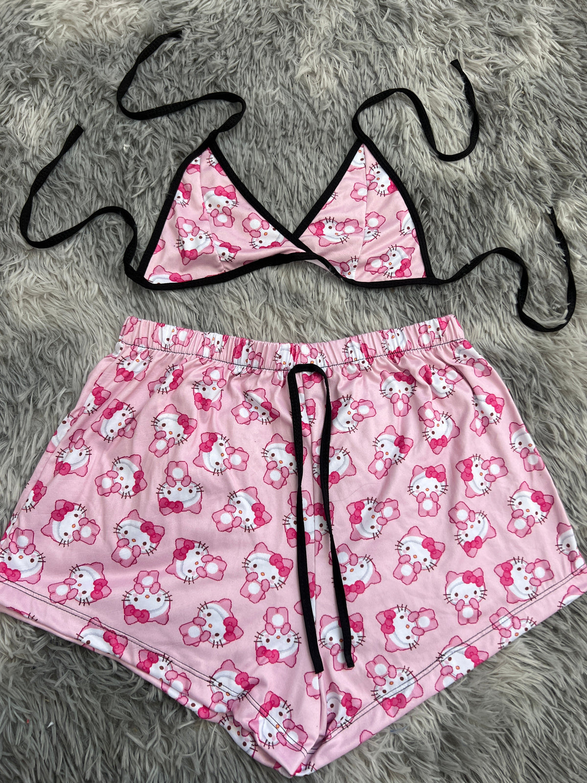 Hello Kitty Plush Background Pink Matching Top & Short