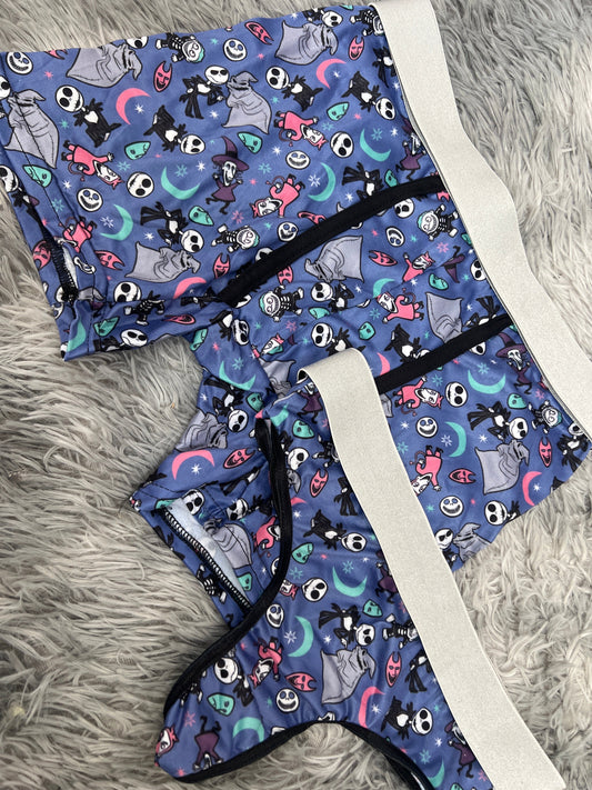 Jack Skellington Blue Matching Boxer & Thong Set for Couples