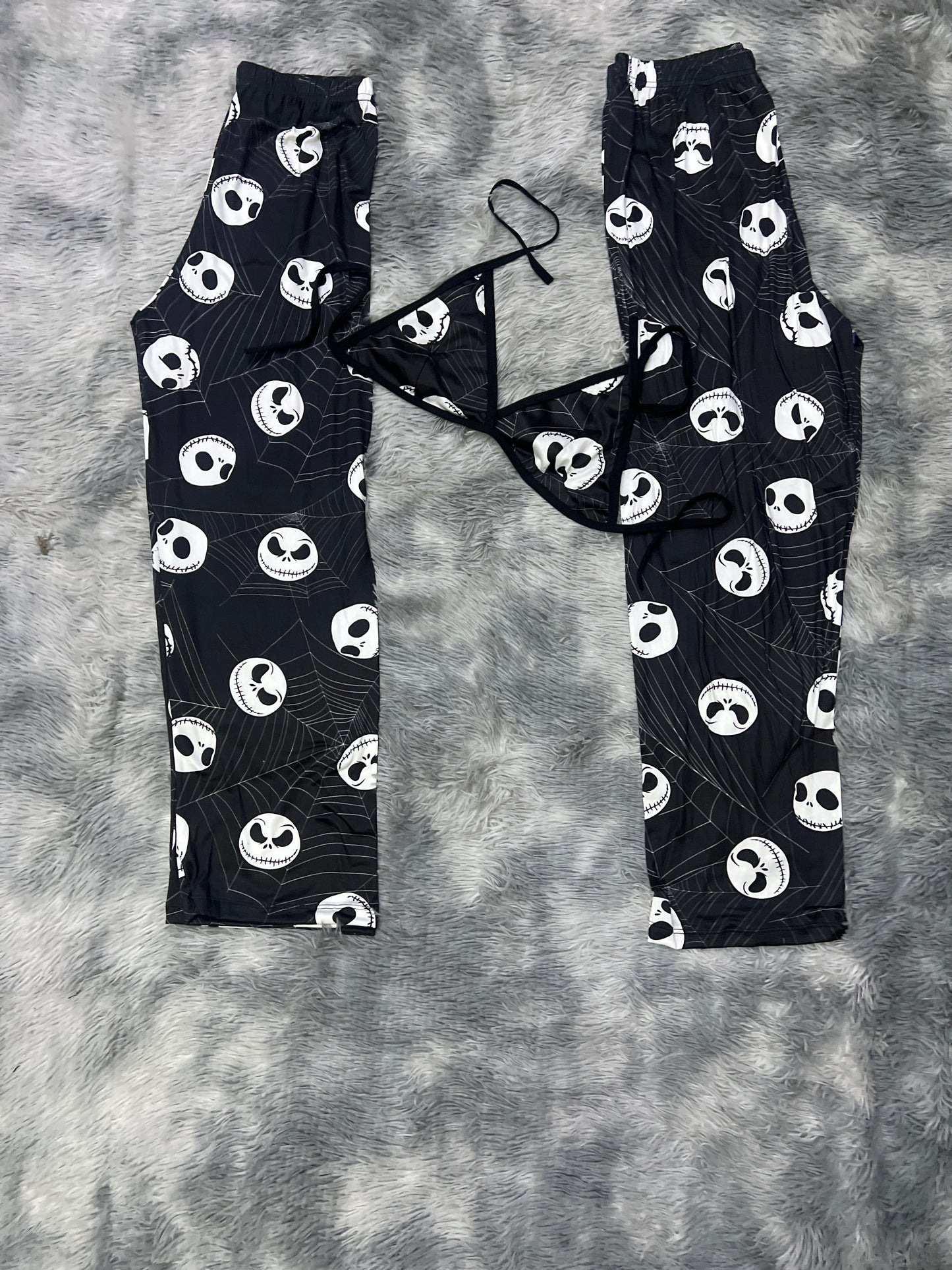 Jack cobwebs black background Halloween  Plush pajama duo
