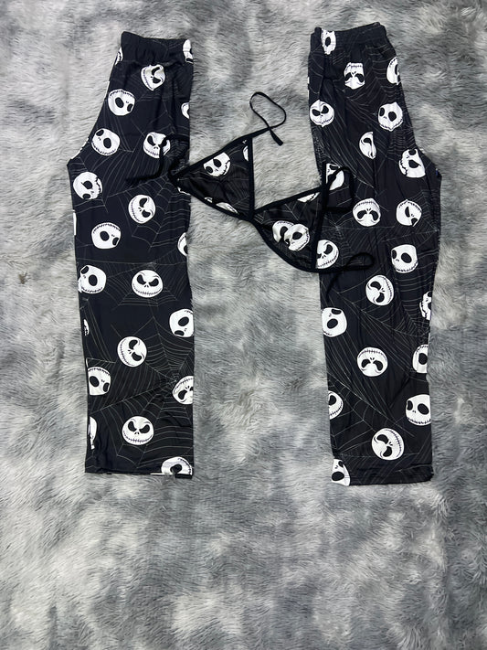 Jack cobwebs black background Halloween  Plush pajama duo